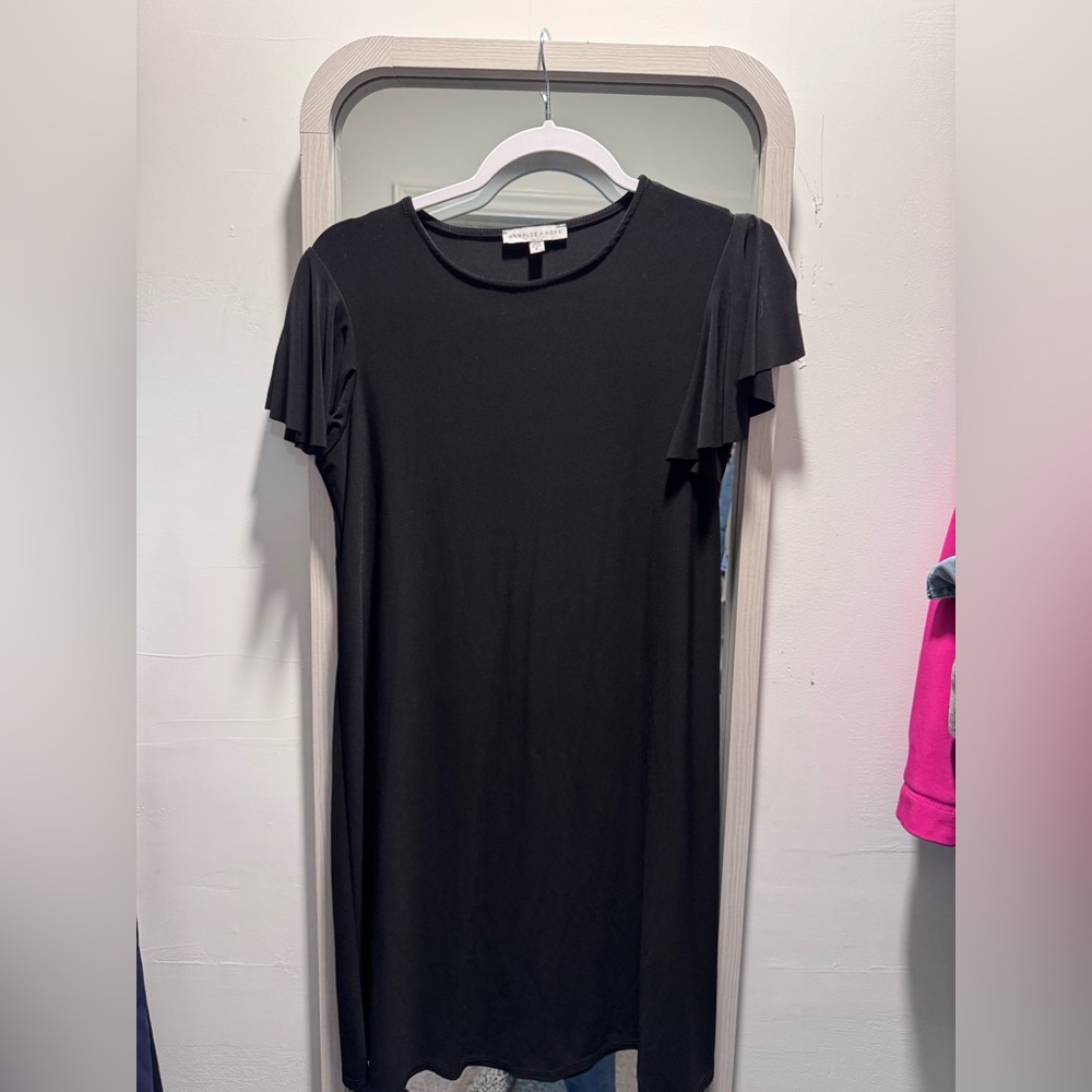 Annalee + Hope Black Flutter Sleeve Mini Dress